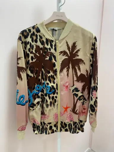 Veste mi-longue satin Happy Palm- TU