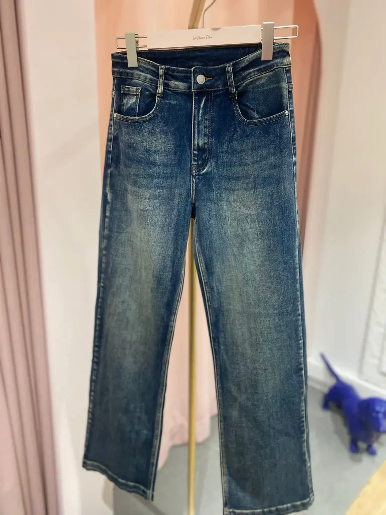 Jeans droit délavé beige